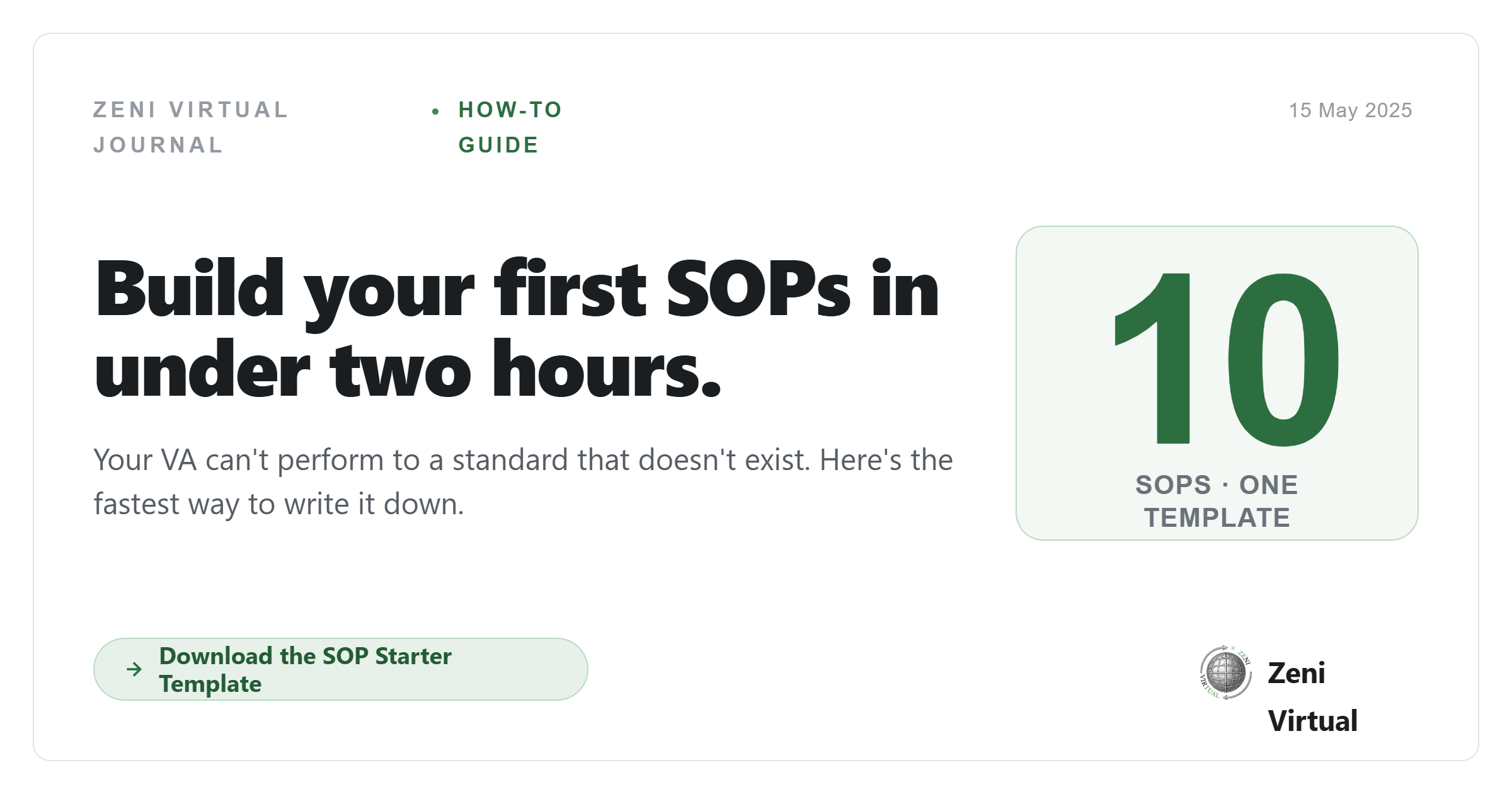 How to Build Your First 10 SOPs in Under 2 Hours (With Template)